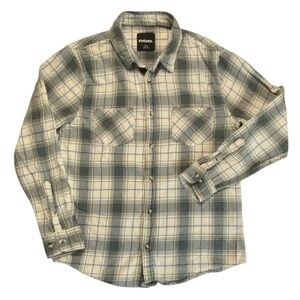 RSQ Gray Cream Blue Button Up Flannel Sz Small S‎